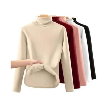 Imagem de Camiseta Térmica Feminina De Manga Longa Grossa E Quente Para Outono E