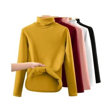 Imagem de Camiseta Térmica Feminina De Manga Longa Grossa E Quente Para Outono E