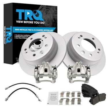 Imagem de TRQ Kit de Pastilha de Freio Traseiro e Rotor Semi-Metálico Premium G-Coated Compatível com Hyundai Tucson 2010-2015 Kia Sportage 2011-2016