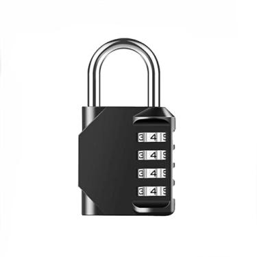 Imagem de Yinhing Cadeado de Combinação de 4 Mostradores, Liga de Zinco, Trava de Segurança Sem Chave Resistente Com Manilha de Aço Endurecido para Armário, Caixa de Ferramentas, Armazenamento de (Preta)