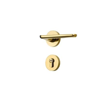 Imagem de VTGVVVTR Fechadura moderna dourada silenciosa magnética para porta interior quarto de madeira fechadura dividida em liga de zinco (corpo de fechadura magnética tipo C)