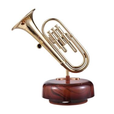 Imagem de RiToEasysports Mini Instrumentos, Caixa de Música para Trompete, Presente Musical Com Base Giratória e Melodia Calmante para Natal, Aniversário, Dia Dos Namorados, Dia das Mães (trompete)