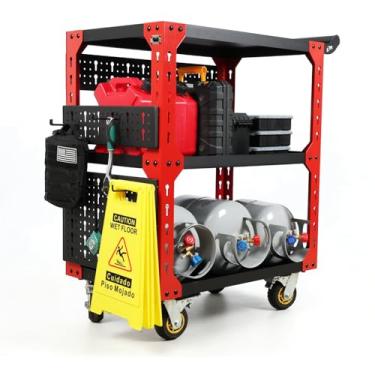 Imagem de NIXFACE Carrinho de ferramentas de rolamento de 3 níveis sobre rodas, carrinho de armazenamento de ferramentas utilitárias de 567 kg com placa de suporte para oficina, oficina, garagem e armazém