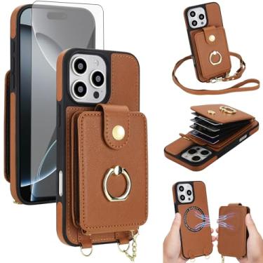 Imagem de Asuwish Capa de telefone para iPhone 16 Pro Max 6,9 polegadas carteira destacável e protetor de tela anel suporte compatível com bloqueio de RFID MagSafe i Phone16 16Pro i16 ProMax 16ProMax para
