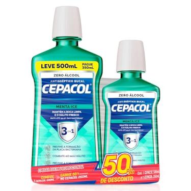 Imagem de Cepacol - Kit Enxaguante Bucal Menta Ice - Sem Álcool, Refrescante e Antisséptico - Proteção Prolongada - 500ml + 250ml