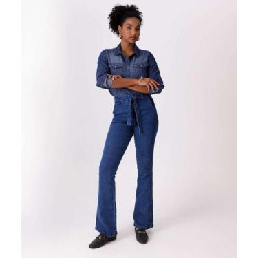 Imagem de Calça Boot Cut Clochard Feminina Jeans-01023 - Vizzy, Jeans azul, 36