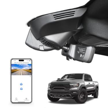 Imagem de Mangoal 4K Dash Cam ajuste personalizado para Dodge RAM 1500 2019-2024 (modelo E), não adequado para 2500/3500 2019 +, Rebel Longhorn Limited Accessories, UHD 2160P Video, OEM Look App e WiFi, cartão