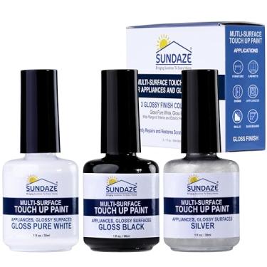Imagem de Sundaze Kit de caneta de retoque para aparelho brilhante – fogão, geladeira, lavadora, secadora de roupas – 3 cores brilhantes, branco, preto, prata – Reparação instantânea e restaura arranhões