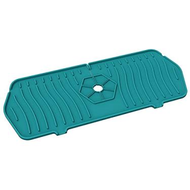 Imagem de Protetor de Borrifo da pia Cozinha Silicone Prato para Capturar Gotejos Manivela do Faucet Tapete Absorvente Protetores Banheiro Rural Acessórios RV com Design Drenagem Manter as Bancadas Secas e Limp