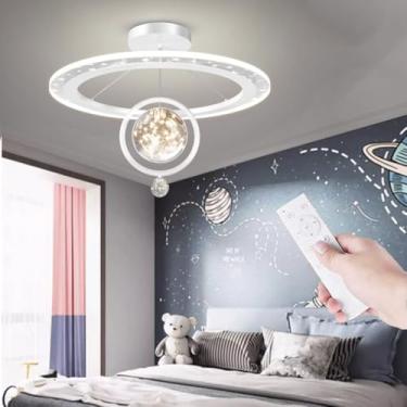 Imagem de Lustre de LED com controle remoto, dimerizável, lustre de cristal moderno, azul, amarelo e branco, luminária de teto de cristal embutida, 50 * 50cm/40 * 40cm, ideal para ilha de cozinha, sala de