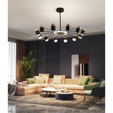 Imagem de Luminária de teto LED moderna, luminária pendente para sala de estar, temperatura de cor ajustável com controle remoto (3 modos de iluminação), foco de luz para sala de estar e quarto (12 lâ