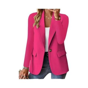 Imagem de Blazer Feminino Oversized Para Negócios, Jaqueta De Manga Longa Com La