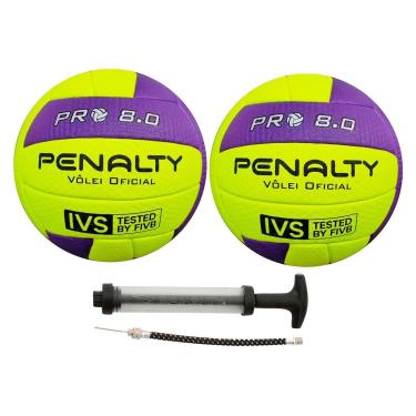 Imagem de Kit Com 2 Bolas De Vôlei Penalty 8.0 Pro IX Aprovada FIVB + Bomba De Ar Penalty Dupla Ação-Masculino