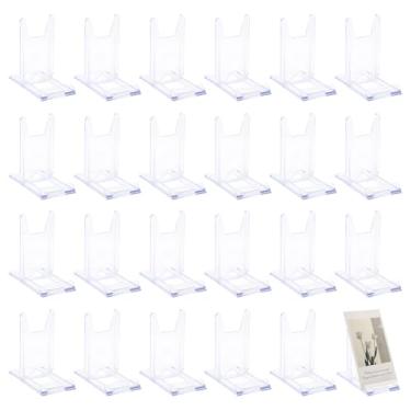 Imagem de FREEEBLOSS Suporte de acrílico para livros, 24 peças, ajustável, transparente, suporte de mesa para escritório em casa, para exibição de fotos, livros, obras de arte, CDs (11,4 x 6 x 11,9 cm)
