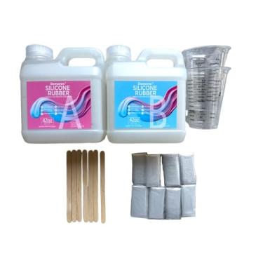 Imagem de Demorex Kit de fabricação de moldes de silicone, silicone líquido super elástico para moldar, borracha de silicone translúcida de cura rápida para fundição de resinas, molde de silicone, vela, sabão