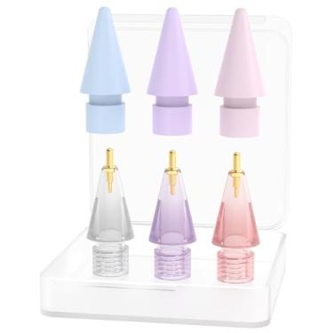 Imagem de FAFALITHIC Pacote com 6 pontas de substituição coloridas compatíveis com Apple Pencil 2ª geração, Apple Pencil 1ª geração, Apple Pencil USB-C e Apple Pencil Pro (cor sólida + transparente)