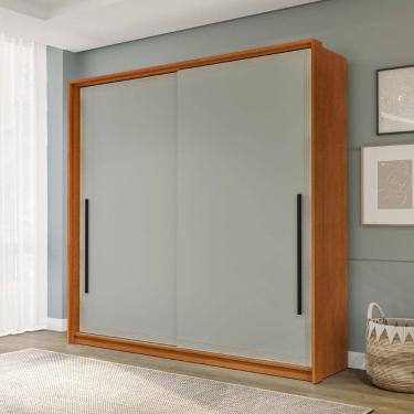 Imagem de Guarda Roupa Roupeiro 2 portas de correr 2 gavetas Valência Freijó Verde Politorno Móveis