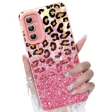 Imagem de CASBST Capa para celular Samsung Galaxy A54 5G, design de estampa de flores da moda, capa de silicone líquido, fina, à prova de choque e resistente a arranhões para Samsung A54 - Glitter de leopardo