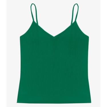 Imagem de Blusa De Alça Feminina Ribana Canelada Rovitex Verde, P, Verde