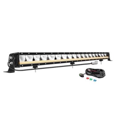 Imagem de Willpower Barra de luz LED para carro fina de 86 cm, 120 W, 12000 lm, DRL âmbar, com chicote de fios de 12 V, luzes de neblina para trabalho de condução off-road para caminhão, quadriciclo