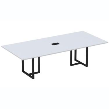 Imagem de Mesa de Reunião com Caixa de Tomada 260 x 120 cm Pé Tubular PE25 em MD