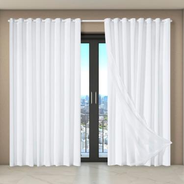 Imagem de Cortina Dual Forro Microfibra C/ Voil Liso 2,70m X 2,30m 100% Poliéster - Branco