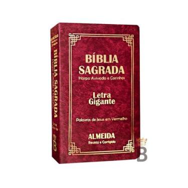 Imagem de Biblia Sagrada Letra Gigante Luxo Popular - Vinho - Com Harpa  - RC - 