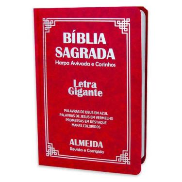 Imagem de Biblia Sagrada Letra Gigante Luxo Popular - Vermelho - Com Harpa - RC 