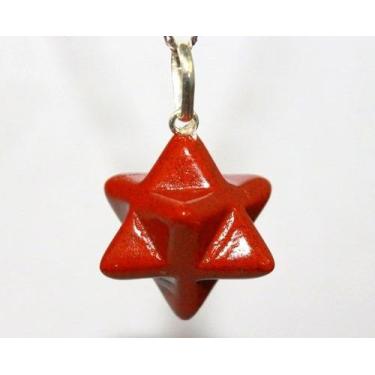 Imagem de Colar Merkaba Jaspe Vermelho Natural Montagem Pino Prata 950