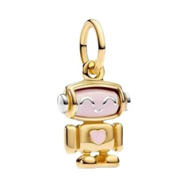 Imagem de Pingente De Sol E Lua Com Laço De Rosa Dourada Em Prata 925 Para Joias