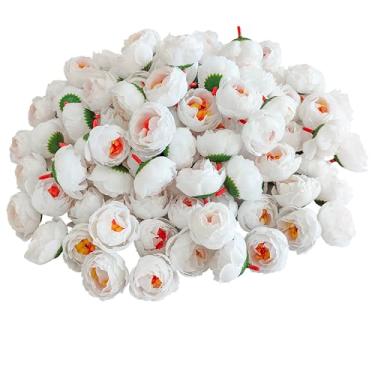 Imagem de ATFL Cabeças de flor de rosa de camélia de cetim artificial, 150 peças de cabeças de rosa de seda a granel, flores artificiais de rosa, flores artificiais sem haste para buquê de artesanato DIY (150