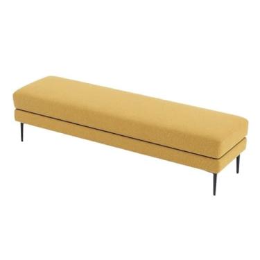Imagem de Banqueta de cabeceira moderna banco de mudança de tecido para sala de estar banco decorativo de sofá moderno simples quarto leve banco de luxo decorativo (amarelo, 150 x 50 x 43 cm)