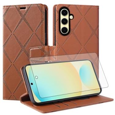 Imagem de Asuwish Capa de telefone para Samsung Galaxy S24 FE 5G capa carteira com protetor de tela de vidro temperado PU couro sintético flip porta-cartão de crédito slot suporte celular S 24 EF AI S24FE 24S