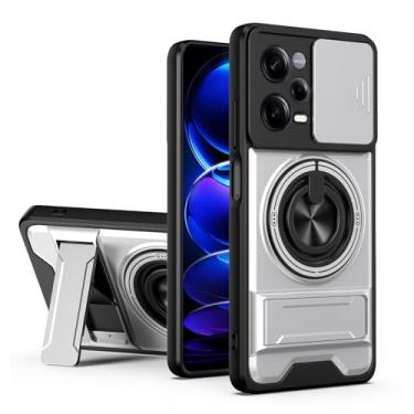 Imagem de SORAKA Capa para Xiaomi Redmi Note 12 Pro Plus 5G com suporte,proteção de lente com janela e capa dupla de PC e TPU compatível com suporte magnético para carro