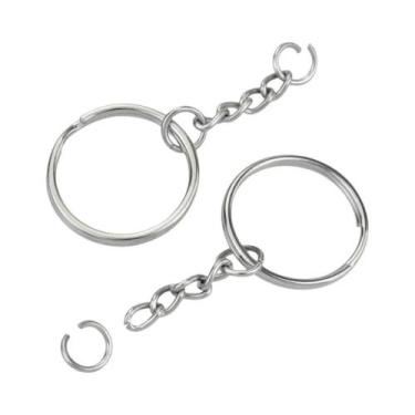 Imagem de Chaveiro De Metal Prateado Com Corrente E Argolas De Conexão 10 30 50p