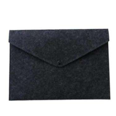 Imagem de Organizador de arquivos A4 de alta qualidade, grande capacidade, envelope de feltro, design de botão, bolsa de documentos, bolsa organizadora de arquivos de escritório, material de escritório (preto)