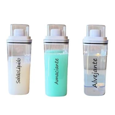 Imagem de Dispenser 2,3L Organizador Lavanderia Herméticos Porta Sabão Em Pó Percarbonato de Sódio para Organizar Produtos de Limpeza, Prático para Uso Diário em Casa(3Un Sa Líqui/Amaciant/Alvejant)
