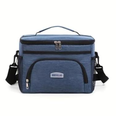 Imagem de Bolsa TéRmica Grande Para AlmoçO — Fabricada Em Tecido Oxford ImpermeáVel E Resistente, Adequada Para O Trabalho, Escola, Viagens, Encontros E Muito Mais.(Azul Marinho)