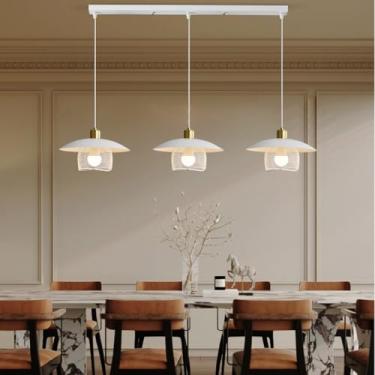 Imagem de Lustre pequeno de metal moderno, luminária pendente minimalista com design criativo e simples, altura ajustável para sala de jantar, loft, bar, sala de estar, quarto, estilo fazenda (3 h)
