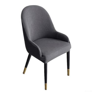 Imagem de Capa de cadeira de jantar semicircular de veludo com ajuste de elastano de poliéster de alta elasticidade, capa curva para encosto para cadeiras de cozinha, banquete ou hotel, lavável na máquina em