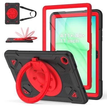 Imagem de Hogenl Capa para Samsung Galaxy Tab A9 Plus com protetor de tela/suporte giratório de 360°/alça de ombro capa robusta de corpo inteiro para Galaxy Tab A9+ Plus 11 polegadas lançado em 2023 (preto