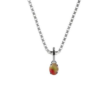 Imagem de Colar 60Cm Prata 925 Turmalina Melancia Oval Verdadeira