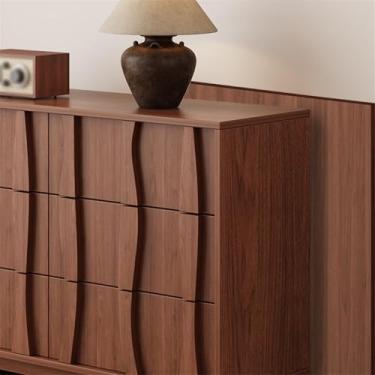 Imagem de KEG801302 Cômoda retrô para quarto, fileira dupla com cômoda de 6 gavetas, unidade organizadora para armário, torre de armazenamento de corredor (natural)