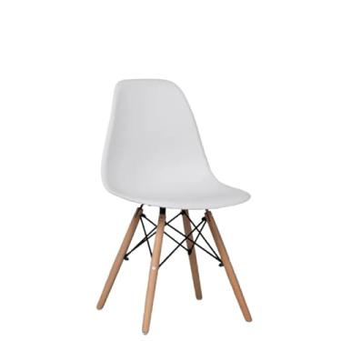 Imagem de Kit 2 Cadeira Eiffel Pés Em Madeira Escritório(Branca,2 Cadeiras)