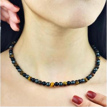 Imagem de Colar da Tripla Proteção - Proteção, Poder e Equilíbrio:  Obsidiana,He