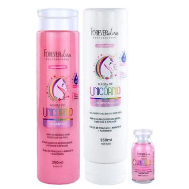 Imagem de Kit Magia de Unicórnio Shampoo + Condicionador + Ampola  Forever Liss