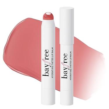 Imagem de bayfree Bálsamo labial matizado, brilhante, bomba, leve, hidratante e matiz com óleo de semente de jojoba, protetor labial vegano, rosa rosa