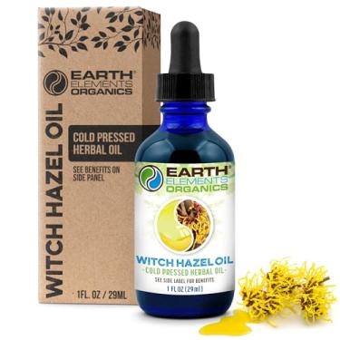 Imagem de Earth Elements Organics Óleo de hamamélis cru com óleo de girassol, infundido, adstringente, hidratação da pele, hidratante, cuidado orgânico para a pele para todos os tipos de pele – 30 ml