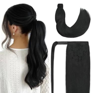 Imagem de Amygirl Extensão de rabo de cavalo cabelo humano 50 cm natural preto sedoso liso clipe em rabo de cavalo extensões de cabelo cabelo real envolver rabo de cavalo peça de cabelo para meninas (20