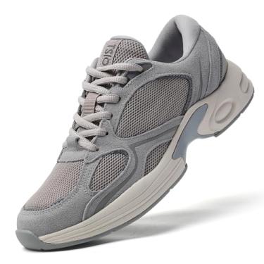 Imagem de TSIODFO Tênis de corrida feminino, sem cadarço, largo, leve, academia, treino, caminhada, Cinza 02, 8.5 Wide